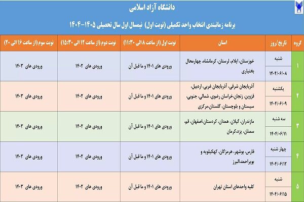 آغاز انتخاب واحد تکمیلی دانشجویان دانشگاه آزاد از ۸ شهریور